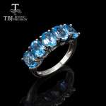 Naturaalne sinine topaass&otilde;rmus 7*5 mm tahke 925 sterlingh&otilde;bedast ehtsast v&auml;&auml;riskivist peened ehted naistele naiste abielus&otilde;rmused. us ring size 5#