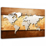 Feeby l&otilde;uenditr&uuml;kk, maailmakaart puittahvlil 60x40 pruun
