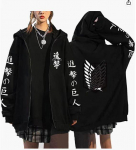 Attack on Titan Scout r&uuml;gement Anime T&otilde;mblukuga kapuutsid S&uuml;gis Meeste Mantlid Jakid Multifilm Prinditud Manga Kapuutsiga Lukuga kardigan Cosplay Streetwea S must