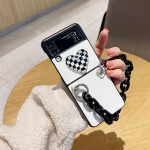 Armas 3D ruuduline armastuss&uuml;damega PU-nahast telefonikott Samsung Galaxy Z Flip 3 4 5G jaoks, kaanega ja kaasaskantava k&auml;eketiga For Samsung Z Flip 4