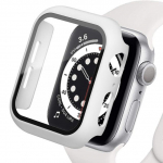 Karastatud klaas+kaas Apple Watchi 8 jaoks 44mm 40mm 42mm 38mm PC kaitseraua ekraanikaitse&uuml;mbris iWatch series 7 6 5 4 3 se 41mm 45mm Series 7-8 41mm valge