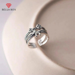 BELLA BOX Net Red Hot M&uuml;&uuml; kohe Rikas vask Raha Isiksus Retro Vana Ins Trend Ni&scaron;&scaron; Nimetiss&otilde;rm Avatud S&otilde;rmus Naine 【 Opening Adjustable 】 valge