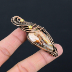 P&ouml;&ouml;rane pits-ahhaat v&auml;&auml;riskivi, puhtast vasest traadist pakitud k&auml;sitsi valmistatud ripatsehted kingituseks 2.76 Inches