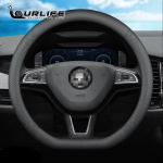 38cm nahast auto roolikate Skoda Octavia A5 A7 Rapid Spaceback Fabia Kodiaq Superb YETI Karoq Kamiq jaoks D-Shape
