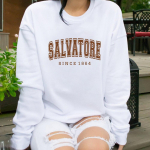 Salvatore Since1864 Dressipluus Mystic Falls Hoodie Vampire Diaries Jumper Vintage TVD Damon Stefan Crewneck Dressipluusi f&auml;nnide top S
