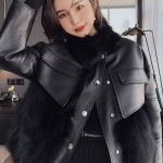 Trendikas Faux Fox karusnahast mantel naistele Talvine nahast lapiga integreeritud mantel S hall v&auml;rv