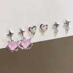 6 tk/komplekt S&uuml;damek&otilde;rvar&otilde;ngad Naiste isiksus Mood Roosa kristallist temperament T&auml;hek&otilde;rvar&otilde;ngad Piercing K&otilde;rva Ehted 6pcs