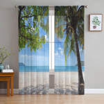 Rand Troopilised taimed L&auml;bipaistvad kardinad Elutoa aken T&uuml;llkardinad Magamistoa K&ouml;&ouml;gi jaoks Kodukaunistus Voile kardinad W135 x H115cm x1