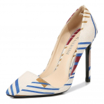 Naiste tikk-jalatsid terava varbaga pump Colorblock Satin Sexy Banket 11cm konts WZ 47 valge
