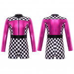 Laste t&uuml;drukute pikkade varrukatega malelaua tr&uuml;kitud kombinesoon Biketard v&otilde;idus&otilde;iduauto juhi cosplay kost&uuml;&uuml;m Halloweeni v&otilde;imlemistantsuks 3-4 Years punane