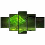 Seinakunst l&otilde;uendimaal 5-osaline v&auml;ljatr&uuml;kk Rohelised suure puu plakatid Anime Plant Modulaarsed pildid Kodukaunistus Magamistoa kaunistus Ilma raamita 20x35cm*2 20x45cm*2 20x55cm*1