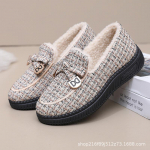 Naiste hubased Memory Foam Loafer kingad sooja fliisvoodriga suletud seljaga majakingad libisemiskindla sisetingimustes kasutatavate v&auml;listingimustes kasutatavate kummitallaga lameda platvormiga kingad 35 must