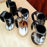 Komplektis 6 Viking Drinking Horn Authentic Beer Horn Tankard K&auml;sit&ouml;&ouml;na valmistatud Ale joogin&otilde;ud Steins Grey,
