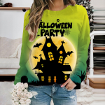 Halloweeni peo lilleline 3D-tr&uuml;kiga T-s&auml;rgid Naiste topid J&otilde;uluvaba suures suuruses &uuml;mara kaelusega T-s&auml;rk S
