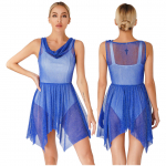 Naiste s&auml;rava kaelusega varrukateta tantsukleit, as&uuml;mmeetriline &auml;&auml;rtega kleidid, tantsuriided kooriesinemiseks S lilla