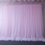 2M Wedding Birthday Baby Shower Party siidist t&uuml;llist taustakardinad valge/roosa roosa