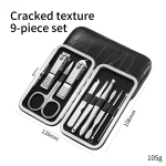 9/16/19 tk manik&uuml;&uuml;rikomplekt must roostevabast terasest k&uuml;&uuml;nek&auml;&auml;rid k&uuml;&uuml;nenaha n&auml;pits pedik&uuml;&uuml;r Professionaalne hooldust&ouml;&ouml;riist Puhastuskomplekt 9PCS