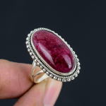 Looduslik rubiin v&auml;&auml;riskivi 925 sterlingh&otilde;be jagatud s&otilde;rmusev&ouml;&ouml;ga s&otilde;rmus naistele ja t&uuml;drukutele 5