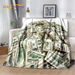 3D Dollar Euro Pound Money Rich Cartoon Pehme pl&uuml;&uuml;sist tekk, flanelltekk elutuppa magamistoa voodi diivanile kingitus 150x200cm (60x80inch)