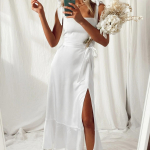 Naiste suvine vabaaja varrukateta A-joon k&otilde;rge v&ouml;&ouml;kohaga pikad kleidid Spagetid rihmaga kleit &uuml;hev&auml;rviline S must