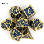 7 tk Sinise kuldse kala kaaluga metallist t&auml;ringud, t&auml;ismetallist mitmetahuline t&auml;ringukomplekt, sobib rollim&auml;nguks RPG lauam&auml;ngu kaardim&auml;nguks mitmev&auml;rviline