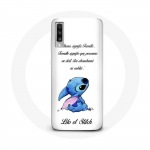 Coque Samsung Galaxy A70 Lilo et Stitch Ohana Citation Blanc