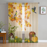 S&uuml;gislehed Seened Pumpkin L&auml;bipaistvad kardinad elutuppa Magamistoa K&ouml;&ouml;k T&uuml;llkardin Kodu Dekoratiivsed l&auml;bipaistvad paneelid 135W x 114H(cm)