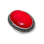 Natural Italian Red Coral Gemstone Handmade 925 Sterling Silver Ring Size 7 m6b71