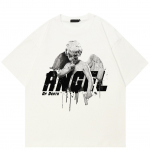 T&auml;navar&otilde;ivad Angel Boy Graphic Unisex T-s&auml;rk Puuvillane T-s&auml;rk Unisex Tops Tees Suvine l&uuml;hikeste varrukatega T-s&auml;rk S valge