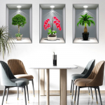 3 tk 3D taimede lilledega seinakleebiste komplekt DIY kroonklaasist kleebised elutoa jaoks magamistoa pulmakaunistuseks isekleepuvad k&uuml;lmkapi kleebised 48*72cm*3Pcs