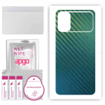 apgo Protective Skin Sticker for the back compatible with Poco M3 MZB087AIN, Wrap Film, Foil, Vinyl - Pattern Carbon Chameleon CAKA1