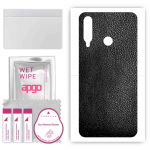 apgo Protective Skin Sticker for the back compatible with Honor 20 Lite MAR-LX1H, Wrap Film, Foil, Vinyl - Pattern Black Leather