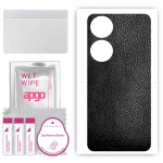 apgo Protective Skin Sticker for the back compatible with Honor 90, Wrap Film, Foil, Vinyl - Pattern Black Leather