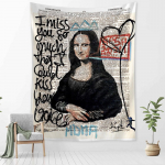 Mona Lisa Graffiti gobel&auml;&auml;n Seinaripp Bohemian Beach Mat Pol&uuml;estertekk Magamistoa Kunstnik Kodukaunistus 95x70cm