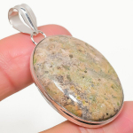 Natural Leopard Skin Gemstone Handmade 925 Sterling Silver Pendant 2.01 g9w39