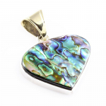 Naturaalne Abalone Shell kalliskivi 925 Sterling h&otilde;be kahetooniline ripats 1,4'' W9C61