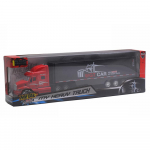 1/48 valusulamist veoauto esimudel, m&auml;nguasjakonteineriga veoauto, kerge tagasit&otilde;mbega, tehniline transpordis&otilde;iduk, laste kogutav m&auml;nguasi 1/48-Size:34.5*7.5*5cm punane