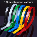 100 tk korduvkasutatavad vastupidavad juhtmek&ouml;idised plastist painduv iselukustuv nailonjuhe koos turvalibisemiss&otilde;lmega mitmev&auml;rvilised kaabli lukustusklambrid 100pcs mitmev&auml;rviline