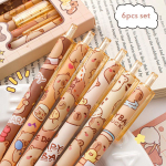 6 tk Kawaii Capybara geelpliiatsi komplekt, must tindiga kiiresti kuivavad armsad pastakad Esteetilised kirjatarbed koolitarbed kontoritarvikud