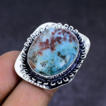 Republic Larimar Gemstone 925 Sterling Silver gift Jewelry Ring Size 6 v2M59
