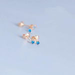 S925 Sterling h&otilde;bedane tumesinine tsirkoonium, v&auml;ikesed k&otilde;rvaklapid meeste ja naiste k&uuml;lma tuulega, k&otilde;ik sobivad paari stiilis augustatud k&otilde;rvad k&otilde;rva luud 925