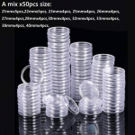 10 ~ 100 tk 21-45 mm l&auml;bipaistvad plastikust m&uuml;ndihoidik M&uuml;ntide kogumiskarbi &uuml;mbris m&uuml;ntide hoidmiseks kapslite kaitsekarbid konteiner A mix 50pcs