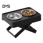 K&otilde;rgendatud koerakausid Reguleeritava k&otilde;rgusega &uuml;lest&otilde;stetud koerakauss Libisemiskindel X-kujuline alus roostevabast terasest kaussidega v&auml;ikestele koertele must