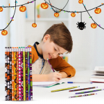 Halloweeni pliiatsid koos kustutuskummiga Halloweeni teemaline pliiats Kummitus skelett Spider puidust pliiatsid Halloweeni peotarvete jaoks, 12 stiili One Size