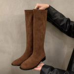 mood Retro stiilis Naiste R&uuml;&uuml;tli K&otilde;rged Saapad Mood Pehme Nahk Slim Pikk Poolsaapad S&uuml;gis Talv Daamide Madalad Kingad 37