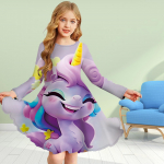 T&uuml;drukule vabaaja 3D-printimise robot Unicorn Attack &Uuml;markaelus pikkade varrukatega kleit lapse printsessi kleit 80 tumesinine v&auml;rv