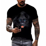 Mood Populaarsed uued Pantheri graafilised t-s&auml;rgid Suvine trend Meeste vabaaja ilus l&uuml;hikeste varrukatega 3D loomade tr&uuml;kiga O-kaelusega T-s&auml;rgid Topid S