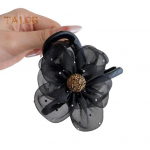 Naiste juukseklamber Peanahas&otilde;bralik marli lilleline juukseklamber kauakestev pooleldi &uuml;les t&otilde;stetav hobusesaba hai klamber naistele Chignon must