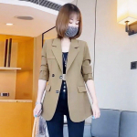 Kevadine korea avara naiste mantel, must mood bleiserid, s&auml;lgulised kontorinaised pikkade varrukatega pidulikud jakid M khaki