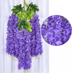 16 tk kunstlikud Wisteria lilled Ratta eriti pikad paksud viinapuust rippuvad vanikud siidist Wisteria vanik kodupeo pulmade kaunistamiseks Purple-16pcs